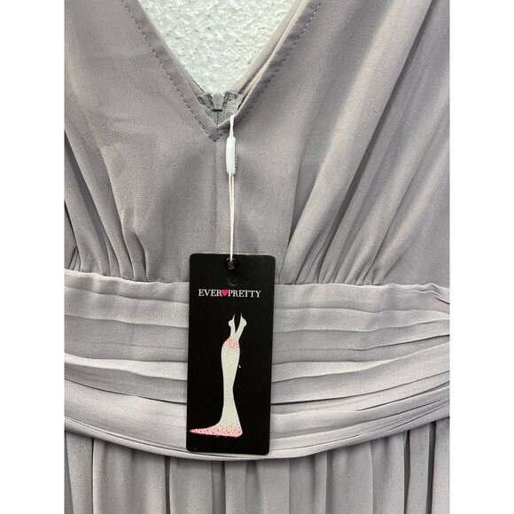 Ever Pretty NWT Gray Chiffon Fit and Flare Special Occasion Gown - Picture 6 of 11